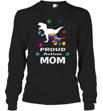Load image into Gallery viewer, Proud Autism Mom T Rex Dinosaur Autism Awareness Long Sleeve T-Shirt
