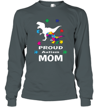 Load image into Gallery viewer, Proud Autism Mom T Rex Dinosaur Autism Awareness Long Sleeve T-Shirt
