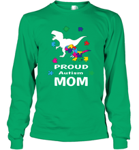 Load image into Gallery viewer, Proud Autism Mom T Rex Dinosaur Autism Awareness Long Sleeve T-Shirt
