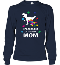 Load image into Gallery viewer, Proud Autism Mom T Rex Dinosaur Autism Awareness Long Sleeve T-Shirt
