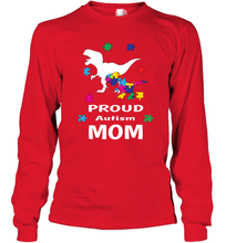 Load image into Gallery viewer, Proud Autism Mom T Rex Dinosaur Autism Awareness Long Sleeve T-Shirt
