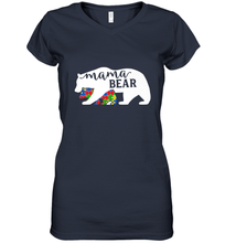 Load image into Gallery viewer, Mama Bear Autism t shirt Autism Awareness Month Women's V-Neck T-Shirt
