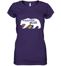 Load image into Gallery viewer, Mama Bear Autism t shirt Autism Awareness Month Women's V-Neck T-Shirt
