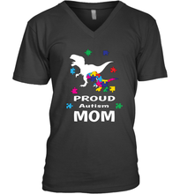 Load image into Gallery viewer, Proud Autism Mom T Rex Dinosaur Autism Awareness Men's V-Neck
