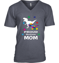 Load image into Gallery viewer, Proud Autism Mom T Rex Dinosaur Autism Awareness Men's V-Neck
