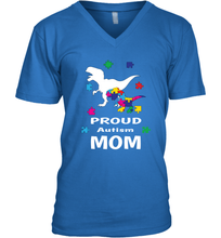 Load image into Gallery viewer, Proud Autism Mom T Rex Dinosaur Autism Awareness Men's V-Neck
