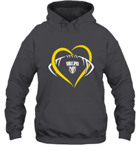 Load image into Gallery viewer, Valparaiso Crusaders Large Heart  Football Hooded Sweatshirt
