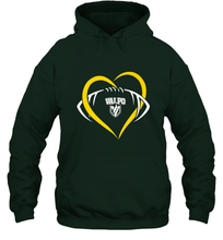 Load image into Gallery viewer, Valparaiso Crusaders Large Heart  Football Hooded Sweatshirt
