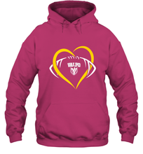 Load image into Gallery viewer, Valparaiso Crusaders Large Heart  Football Hooded Sweatshirt
