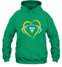 Load image into Gallery viewer, Valparaiso Crusaders Large Heart  Football Hooded Sweatshirt
