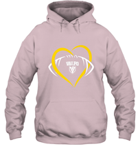 Load image into Gallery viewer, Valparaiso Crusaders Large Heart  Football Hooded Sweatshirt
