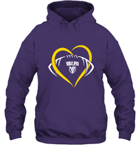 Load image into Gallery viewer, Valparaiso Crusaders Large Heart  Football Hooded Sweatshirt
