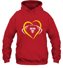 Load image into Gallery viewer, Valparaiso Crusaders Large Heart  Football Hooded Sweatshirt

