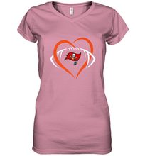 Load image into Gallery viewer, NFL Tampa Bay Buccaneers Heart Love Football Women's V-Neck T-Shirt
