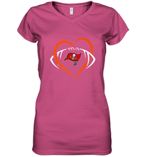 Load image into Gallery viewer, NFL Tampa Bay Buccaneers Heart Love Football Women's V-Neck T-Shirt
