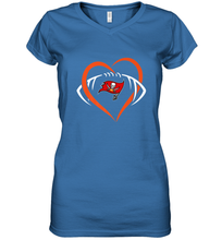 Load image into Gallery viewer, NFL Tampa Bay Buccaneers Heart Love Football Women's V-Neck T-Shirt
