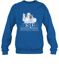 Load image into Gallery viewer, Jesus Drafted My Football Team Fantasy Football Draft Day Crewneck Sweatshirt
