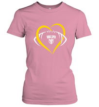 Load image into Gallery viewer, Valparaiso Crusaders Large Heart  Football Women's T-Shirt
