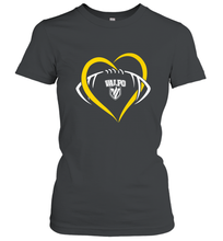 Load image into Gallery viewer, Valparaiso Crusaders Large Heart  Football Women's T-Shirt
