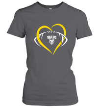 Load image into Gallery viewer, Valparaiso Crusaders Large Heart  Football Women's T-Shirt
