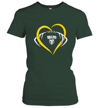 Load image into Gallery viewer, Valparaiso Crusaders Large Heart  Football Women's T-Shirt
