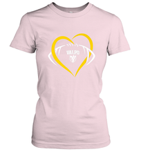 Load image into Gallery viewer, Valparaiso Crusaders Large Heart  Football Women's T-Shirt
