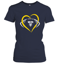 Load image into Gallery viewer, Valparaiso Crusaders Large Heart  Football Women's T-Shirt
