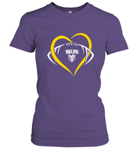 Load image into Gallery viewer, Valparaiso Crusaders Large Heart  Football Women's T-Shirt
