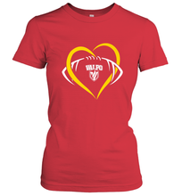 Load image into Gallery viewer, Valparaiso Crusaders Large Heart  Football Women's T-Shirt
