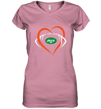 Load image into Gallery viewer, NFL New York Jets Heart Love Football Women's V-Neck T-Shirt
