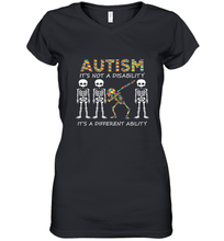 Load image into Gallery viewer, Autism it's a different ability Funny Dabbing skeleton Gift Women's V-Neck T-Shirt
