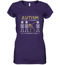 Load image into Gallery viewer, Autism it's a different ability Funny Dabbing skeleton Gift Women's V-Neck T-Shirt
