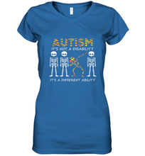 Load image into Gallery viewer, Autism it's a different ability Funny Dabbing skeleton Gift Women's V-Neck T-Shirt
