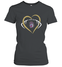 Load image into Gallery viewer, James Madison Dukes Large Heart  Football  Team Women's T-Shirt

