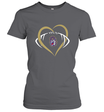 Load image into Gallery viewer, James Madison Dukes Large Heart  Football  Team Women's T-Shirt
