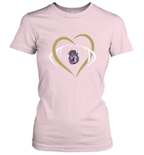 Load image into Gallery viewer, James Madison Dukes Large Heart  Football  Team Women's T-Shirt
