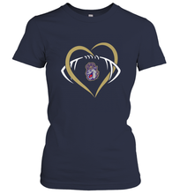 Load image into Gallery viewer, James Madison Dukes Large Heart  Football  Team Women's T-Shirt
