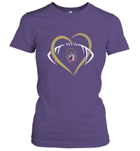 Load image into Gallery viewer, James Madison Dukes Large Heart  Football  Team Women's T-Shirt
