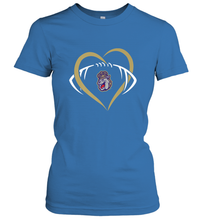 Load image into Gallery viewer, James Madison Dukes Large Heart  Football  Team Women's T-Shirt
