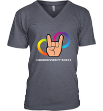 Load image into Gallery viewer, Neurodiversity Rocks Shirt Brain Autism Awareness Men's V-Neck
