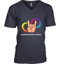 Load image into Gallery viewer, Neurodiversity Rocks Shirt Brain Autism Awareness Men's V-Neck
