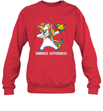 Load image into Gallery viewer, Autism Awareness Embrace Differences Dabbing Unicorn Crewneck Sweatshirt
