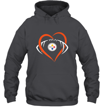 Load image into Gallery viewer, NFL Pittsburgh Steelers Heart Love Football Hooded Sweatshirt
