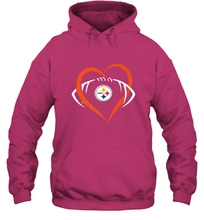 Load image into Gallery viewer, NFL Pittsburgh Steelers Heart Love Football Hooded Sweatshirt
