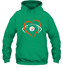 Load image into Gallery viewer, NFL Pittsburgh Steelers Heart Love Football Hooded Sweatshirt
