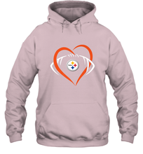 Load image into Gallery viewer, NFL Pittsburgh Steelers Heart Love Football Hooded Sweatshirt
