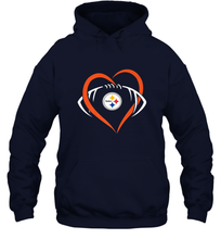 Load image into Gallery viewer, NFL Pittsburgh Steelers Heart Love Football Hooded Sweatshirt
