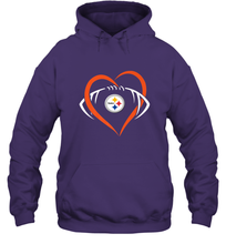Load image into Gallery viewer, NFL Pittsburgh Steelers Heart Love Football Hooded Sweatshirt
