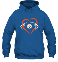 Load image into Gallery viewer, NFL Pittsburgh Steelers Heart Love Football Hooded Sweatshirt
