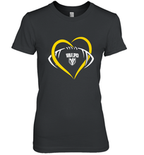 Load image into Gallery viewer, Valparaiso Crusaders Large Heart  Football Women's Premium T-Shirt
